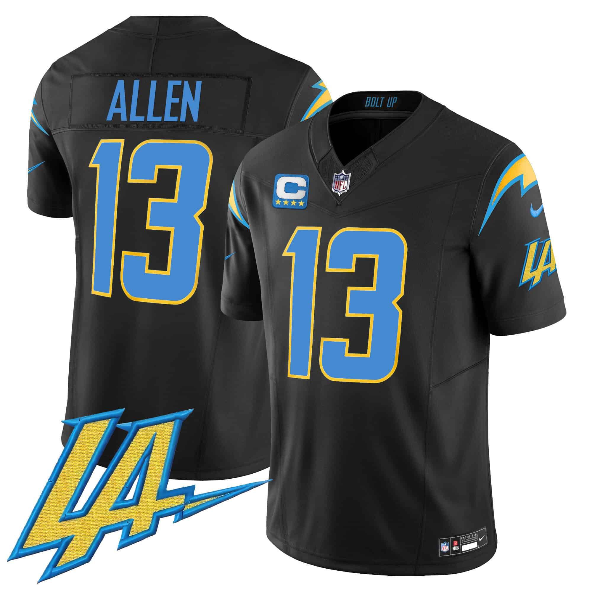 Men Los Angeles Chargers #13 Allen Black 2024 Nike Vapor Limited NFL Jersey style 1